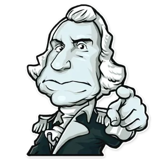 😐 George Washington personnage historique, président, histoire américaine, dessin animé, pointant telegram sticker