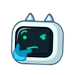 🤔 생각, 고민, 로봇, 고양이 귀, 이모티콘, 표정, 만화 telegram sticker