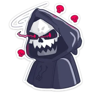 😡 死神, 死亡, 头骨, 骷髅, 恐怖, 万圣节, 阴森 telegram sticker