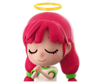 😇 ange, prière, fille, auréole, mignon, dessin animé whatsapp sticker
