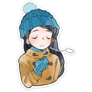 ⭐ musim dingin, gadis, dingin, salju, syal, imut telegram sticker