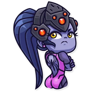 😠 Widowmaker Overwatch video game, character, sniper, purple skin, armor, overwatch, widowmaker telegram sticker