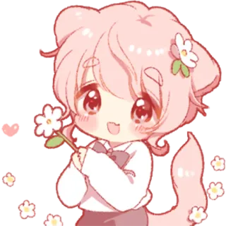 🌺 schattig, kawaii, anime, manga, roze, bloem, chibi, lief telegram sticker