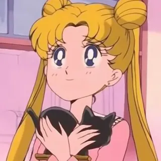 🌙 Sailor Moon Anime, Cartoon, Magical Girl, Usagi Tsukino, Kat, Luna telegram sticker