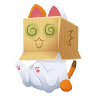 😵 gato, caixa, animal, fofo, desenho animado, engraçado, caixa de papelão whatsapp sticker