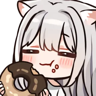 🍩 Аниме, Девушка-кошка, Пончик, Каваий, Милый, Еда telegram sticker