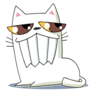 😏 kot, zwierzę, kreskówka, biały kot, śmieszny kot, słodki, zwierzę domowe whatsapp sticker
