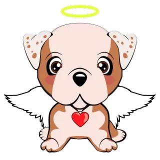 😇 犬, 天使, 可愛い, 子犬, 光輪, 翼, ペット telegram sticker