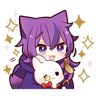 😍 Anime, Dessin animé, Kawaii, Autocollant, Mignon, Chibi, Personnage, Lapin telegram sticker