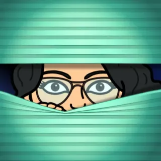 👀 mirando, persianas, ojos, gafas, mujer, dibujos animados telegram sticker