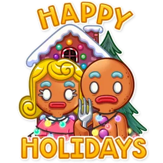 😐 HAPPY HOLIDAYS natal, feriado, gengibre, casa, festivo, inverno telegram sticker
