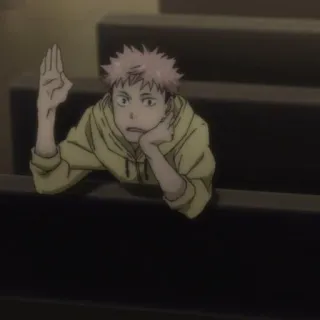 🍂 Yuji Itadori Jujutsu Kaisen Anime, Yuji Itadori, Jujutsu Kaisen, Charakter, Sitzend whatsapp sticker