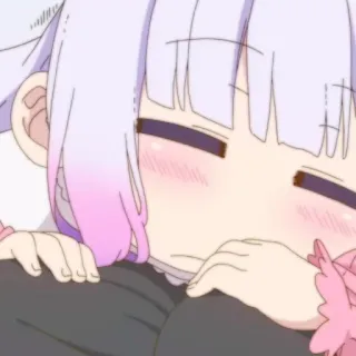 🍚 Kanna Kamui Miss Kobayashi's Dragon Maid Anime, Kanna, Dragão, Maid, Dormindo, Kawaii, Fofo whatsapp sticker