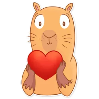 ❤️‍🔥 capybara, hati, cinta, hewan, lucu, kartun telegram sticker