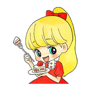 🎂 Cartoon, Anime, Meisje, Aardbei, Taart, Dessert, Schattig telegram sticker