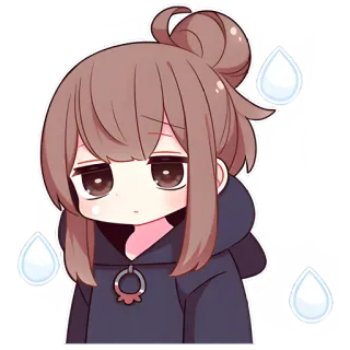 😞 Anime, Meisje, Verdrietig, Emotioneel, Huilend, Schattig telegram sticker
