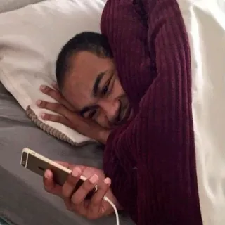 ☺️ person, bed, phone, sleep, morning whatsapp sticker