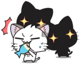 🐟 cat, anime, fish, kawaii, cute, sticker whatsapp sticker
