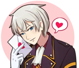 💌 anime, carta de amor, romance, personagem, coração, cabelo branco whatsapp sticker