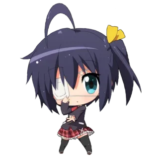 🌂 anime, chibi, girl, eye patch, cartoon whatsapp sticker