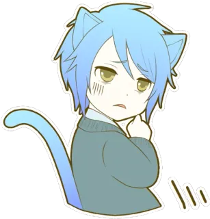 😥 动漫, 漫画, 猫耳少年, 卡哇伊, 可爱, Q版, 插画 whatsapp sticker