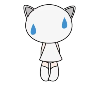 😓 chat, animal, mignon, larmes, triste, kawaii, dessin animé, blanc telegram sticker