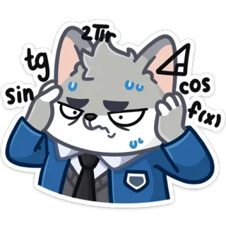 🤔 2πr tg sin cos f(x) lobo, matemática, fórmulas, confuso, pensando, equações, matemática whatsapp sticker