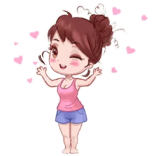 😊 мультфильм, девушка, милый, сердечки, чиби telegram sticker