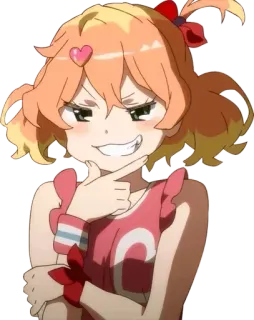 😈 Anime, Meisje, Smuilen, Hart, Schattig, Cartoon telegram sticker