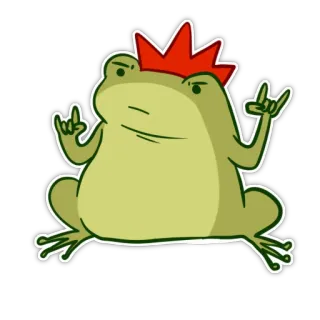 🤘 frog, animal, sticker, cartoon, cute, toad, crown, rock and roll telegram sticker