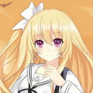 🙂 Anime, Gadis, Rambut Pirang, Mata Ungu, Lucu, Kartun telegram sticker