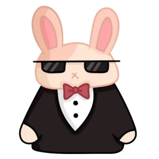 😎 กระต่าย, กระต่าย, ทักซิโด้, แว่นกันแดด, หูกระต่าย, สัตว์ telegram sticker