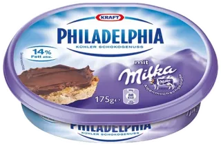 🍯 PHILADELPHIA
KÜHLER SCHOKOGENUSS
mit
Milka
175g
Fett abs. food, cream cheese, chocolate, Milka, Philadelphia, dessert telegram sticker