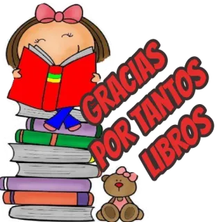 📚 GRACIAS POR TANTOS LIBROS books, thank you, reading, girl, teddy bear whatsapp sticker