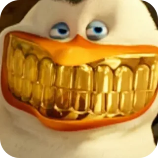 👍 Pinguin, Goldzähne, Cartoon, lustig, Lächeln, Tier telegram sticker