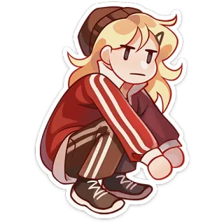 😤 ステッカー, キャラクター, アニメ, 漫画, 人, 座る whatsapp sticker