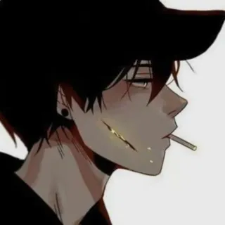 🚬 Anime, Sẹo, Thuốc lá, Xỏ khuyên, Con trai, Mũ lưỡi trai whatsapp sticker