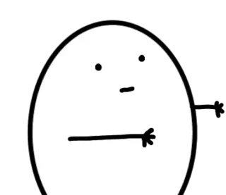 🥚 ovo, boneco palito, minimalista, desenho animado, branco, preto, simples telegram sticker