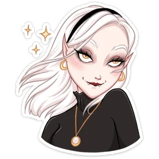 ☺️ sticker, vampire, goth, cartoon, woman, elf telegram sticker