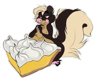 🍰 gambá, torta, sobremesa, animal, desenho animado whatsapp sticker
