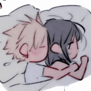 🥢 sleeping, couple, cute, cartoon, love, bed, anime telegram sticker