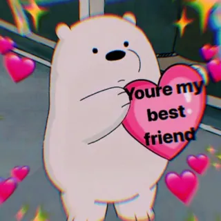 ❄️ Ice Bear We Bare Bears You're my best friend beruang, kartun, teman, hati, lucu, beruang kutub, persahabatan whatsapp sticker