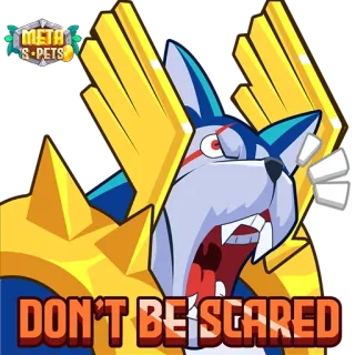 😡 DON'T BE SCARED Monster, Tier, verängstigt, Cartoon, Meta Pets, gelb, blau, Illustration telegram sticker