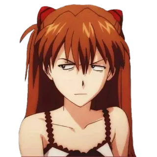 😒 Asuka Langley Soryu Neon Genesis Evangelion Аниме, Манга, Персонаж, Девушка, Злой, Выражение, Портрет telegram sticker