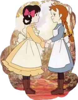 👭 дружба, аниме, мультфильм, девочки, винтаж, иллюстрация telegram sticker