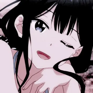😜 anime girl, cute, wink, smiling, cartoon telegram sticker