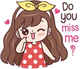 😉 Do you miss me? cartone animato, ragazza, carino, mi manchi, domanda telegram sticker