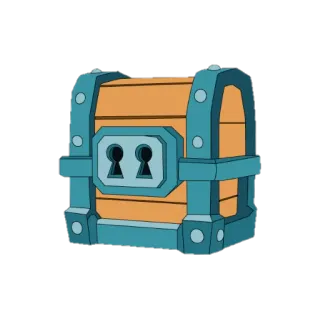 ✅ coffre au trésor, coffre, dessin animé, or, boîte whatsapp sticker