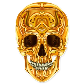 💀 skull, golden, ornate, death, anatomy, macabre telegram sticker