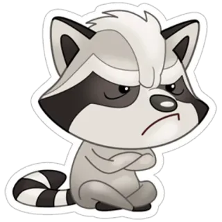 😖 Waschbär, wütend, Cartoon, Tier, Aufkleber telegram sticker
